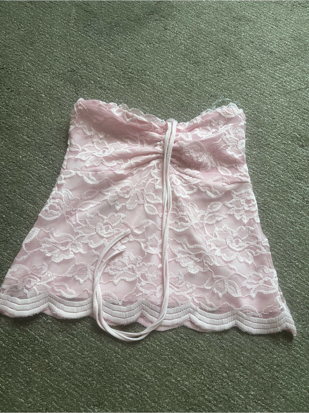 Strapless Pink Lace Mini Skirt